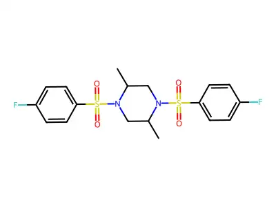 1,4-Bis[(4-fluorophenyl)sulfonyl]-2,5-dimethylpiperazine structure