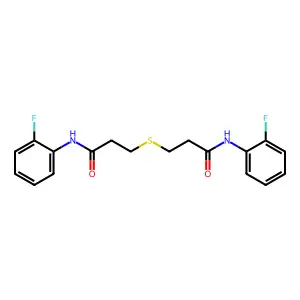 3-[3-(2-fluoroanilino)-3-oxopropyl]sulfanyl-N-(2-fluorophenyl)propanamide structure