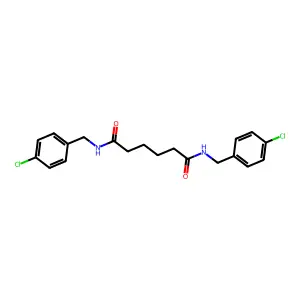 N,N'-bis[(4-chlorophenyl)methyl]hexanediamide structure
