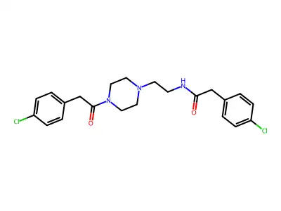 2-(4-chlorophenyl)-N-(2-{4-[2-(4-chlorophenyl)acetyl]piperazino}ethyl)acetamide structure