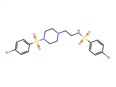 4-bromo-N-[2-[4-(4-bromophenyl)sulfonylpiperazin-1-yl]ethyl]benzenesulfonamide structure