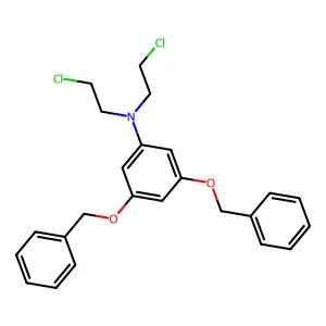 N,N-bis(2-chloroethyl)-3,5-bis(phenylmethoxy)aniline structure
