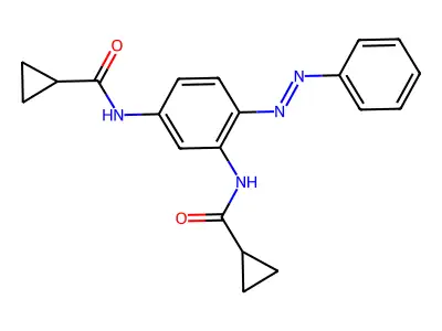 N-[3-(cyclopropanecarbonylamino)-4-phenyldiazenylphenyl]cyclopropanecarboxamide structure