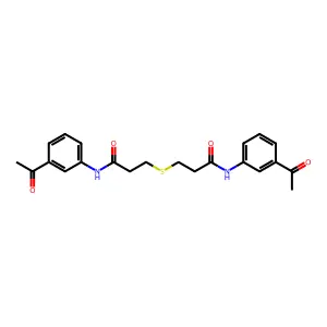 3-[3-(3-acetylanilino)-3-oxopropyl]sulfanyl-N-(3-acetylphenyl)propanamide structure