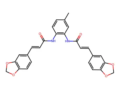(E)-3-(1,3-benzodioxol-5-yl)-N-[2-[[(E)-3-(1,3-benzodioxol-5-yl)prop-2-enoyl]amino]-4-methylphenyl]prop-2-enamide structure