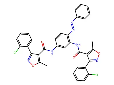 3-(2-chlorophenyl)-N-[3-[[3-(2-chlorophenyl)-5-methyl-1,2-oxazole-4-carbonyl]amino]-4-phenyldiazenylphenyl]-5-methyl-1,2-oxazole-4-carboxamide structure