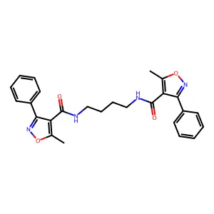 5-methyl-N-[4-[(5-methyl-3-phenyl-1,2-oxazole-4-carbonyl)amino]butyl]-3-phenyl-1,2-oxazole-4-carboxamide structure