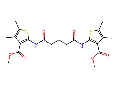 methyl 2-[[5-[(3-methoxycarbonyl-4,5-dimethylthiophen-2-yl)amino]-5-oxopentanoyl]amino]-4,5-dimethylthiophene-3-carboxylate structure