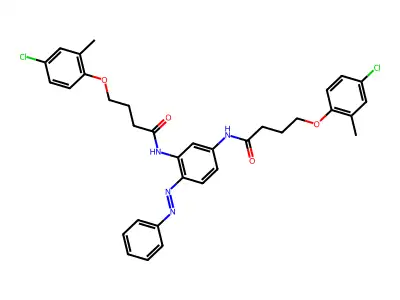 N,N'-{4-[(E)-phenyldiazenyl]benzene-1,3-diyl}bis[4-(4-chloro-2-methylphenoxy)butanamide] structure