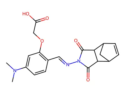 [5-(Dimethylamino)-2-{[(1,3-dioxo-1,3,3a,4,7,7a-hexahydro-2H-4,7-methanoisoindol-2-yl)imino]methyl}phenoxy]acetic acid structure