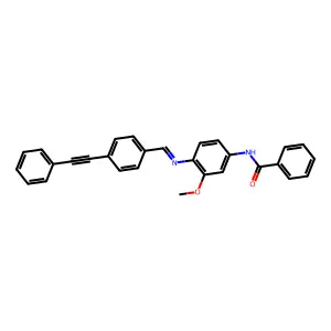 N-[3-methoxy-4-[[4-(2-phenylethynyl)phenyl]methylideneamino]phenyl]benzamide structure