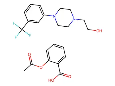 1-Piperazineethanol, 4-(3-(trifluoromethyl)phenyl)-, mono(2-(acetyloxy)benzoate) (salt) structure