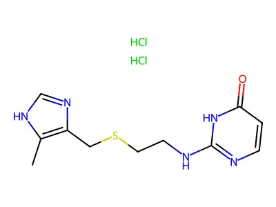 4(1H)-Pyrimidinone, 2-((2-(((5-methyl-1H-imidazol-4-yl)methyl)thio)ethyl)amino)-, dihydrochloride structure