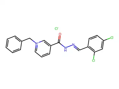 1-Benzyl-3-{[2-(2,4-dichlorobenzylidene)hydrazino]carbonyl}pyridinium chloride structure