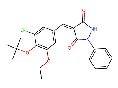 4-[[3-chloro-5-ethoxy-4-[(2-methylpropan-2-yl)oxy]phenyl]methylidene]-1-phenylpyrazolidine-3,5-dione structure
