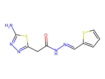 2-(5-amino-1,3,4-thiadiazol-2-yl)-N'-(2-thienylmethylene)acetohydrazide structure