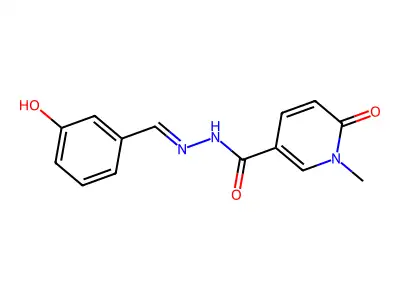 N-[(E)-(3-hydroxyphenyl)methylideneamino]-1-methyl-6-oxopyridine-3-carboxamide structure