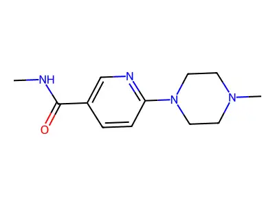 3-Pyridinecarboxamide, N-methyl-6-(4-methyl-1-piperazinyl)- structure