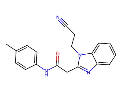 2-[1-(2-cyanoethyl)benzimidazol-2-yl]-N-(4-methylphenyl)acetamide structure