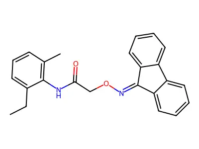 N-(2-ethyl-6-methylphenyl)-2-(fluoren-9-ylideneamino)oxyacetamide structure