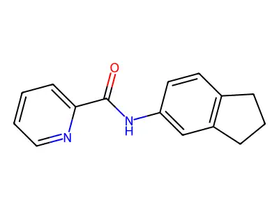 N-(2,3-dihydro-1H-inden-5-yl)pyridine-2-carboxamide structure