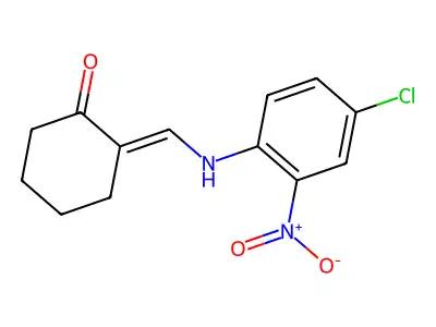 (2E)-2-[(4-chloro-2-nitroanilino)methylidene]cyclohexan-1-one structure