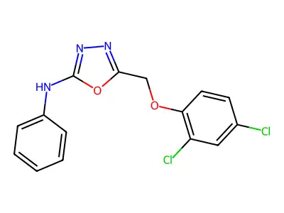 1,3,4-Oxadiazol-2-amine, 5-((2,4-dichlorophenoxy)methyl)-N-phenyl- structure