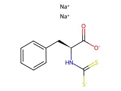 alanine, n-(dithiocarboxy)-3-phenyl-, l-, disodium salt structure