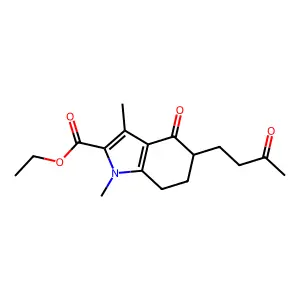 ethyl 1,3-dimethyl-4-oxo-5-(3-oxobutyl)-6,7-dihydro-5H-indole-2-carboxylate structure