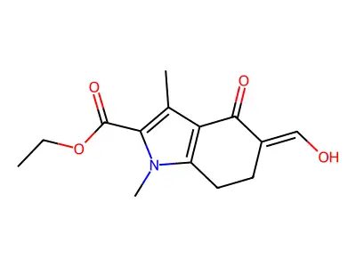 Ethyl 5-(hydroxymethylidene)-1,3-dimethyl-4-oxo-6,7-dihydroindole-2-carboxylate structure