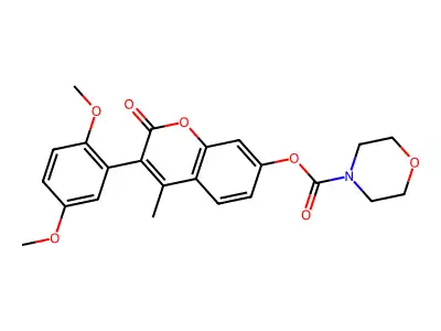 3-(2,5-dimethoxyphenyl)-4-methyl-2-oxo-2H-chromen-7-yl morpholine-4-carboxylate structure