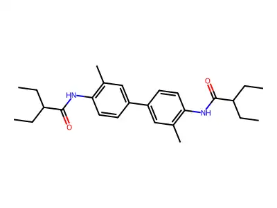 2-ethyl-N-{4'-[(2-ethylbutanoyl)amino]-3,3'-dimethyl[1,1'-biphenyl]-4-yl}butanamide structure