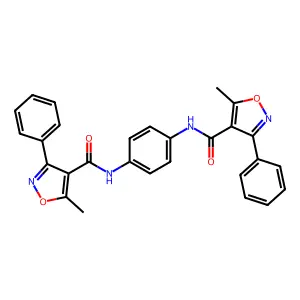 5-methyl-N-(4-{[(5-methyl-3-phenyl-4-isoxazolyl)carbonyl]amino}phenyl)-3-phenyl-4-isoxazolecarboxamide structure