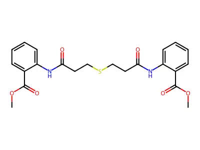 methyl 2-[3-[3-(2-methoxycarbonylanilino)-3-oxopropyl]sulfanylpropanoylamino]benzoate structure