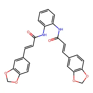 (E)-3-(1,3-benzodioxol-5-yl)-N-[2-[[(E)-3-(1,3-benzodioxol-5-yl)prop-2-enoyl]amino]phenyl]prop-2-enamide structure