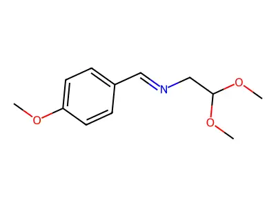 (E)-N-(4-methoxybenzylidene)-2,2-dimethoxyethanamine structure
