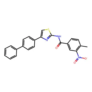 4-methyl-3-nitro-N-[4-(4-phenylphenyl)-1,3-thiazol-2-yl]benzamide structure