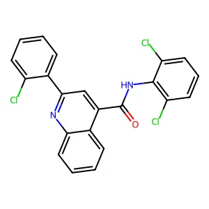 2-(2-chlorophenyl)-N-(2,6-dichlorophenyl)quinoline-4-carboxamide structure