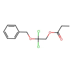 Ethanol, 2,2-dichloro-2-(phenylmethoxy)-, propanoate structure