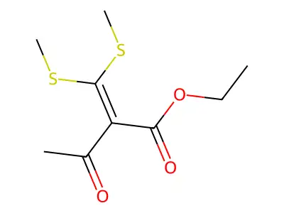 Ethyl 2-[bis(methylsulfanyl)methylidene]-3-oxobutanoate structure