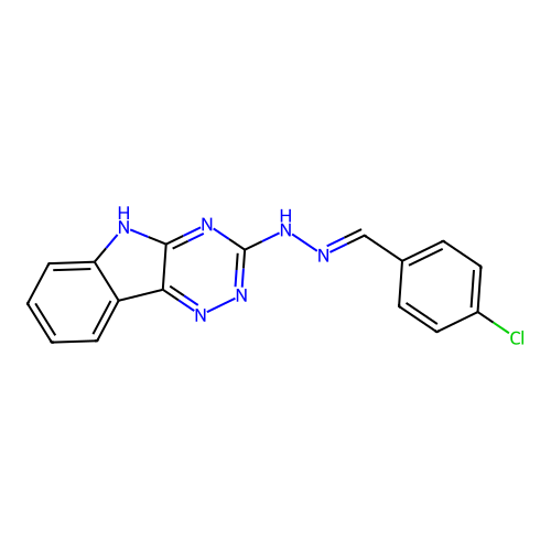 4-Chlorobenzaldehyde 5H-[1,2,4]triazino[5,6-b]indol-3-ylhydrazone structure