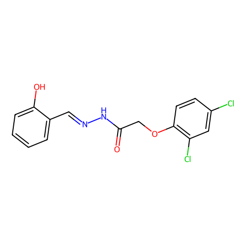 2-(2,4-dichlorophenoxy)-N-[(2-hydroxyphenyl)methylideneamino]acetamide structure
