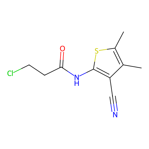 3-chloro-N-(3-cyano-4,5-dimethylthiophen-2-yl)propanamide structure