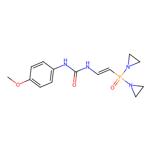 Urea, 1-(2-(bis(1-aziridinyl)phosphinyl)vinyl)-3-(p-methoxyphenyl)- structure