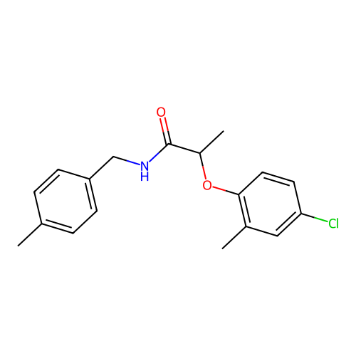 2-(4-chloro-2-methylphenoxy)-N-(4-methylbenzyl)propanamide structure