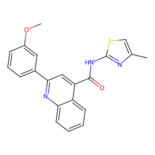 2-(3-methoxyphenyl)-N-(4-methylthiazol-2-yl)quinoline-4-carboxamide structure