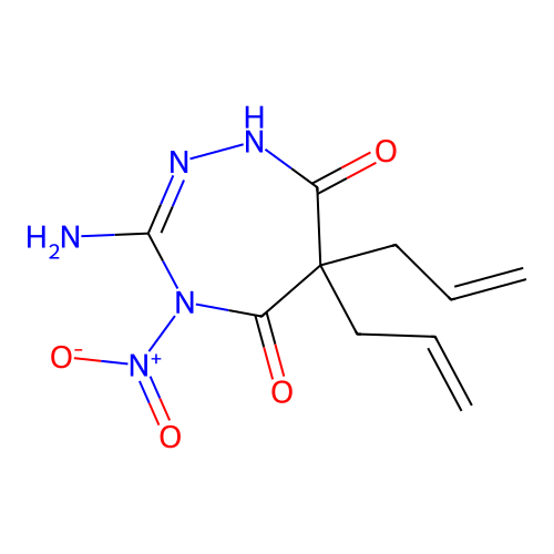 1H-1,2,4-Triazepine-5,7(4H,6H)-dione, 3-amino-4-nitro-6,6-di-2-propenyl- structure