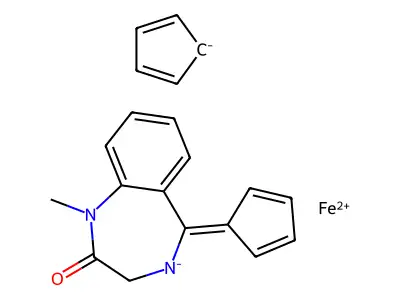 Ferrocene, (2,3-dihydro-1-methyl-2-oxo-1H-1,4-benzodiazepin-5-yl)- structure