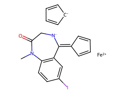 Ferrocene, (2,3-dihydro-7-iodo-1-methyl-2-oxo-1H-1,4-benzodiazepin-5-yl)- structure