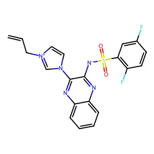 (2,5-difluorophenyl)sulfonyl-[3-(3-prop-2-enylimidazol-3-ium-1-yl)quinoxalin-2-yl]azanide structure